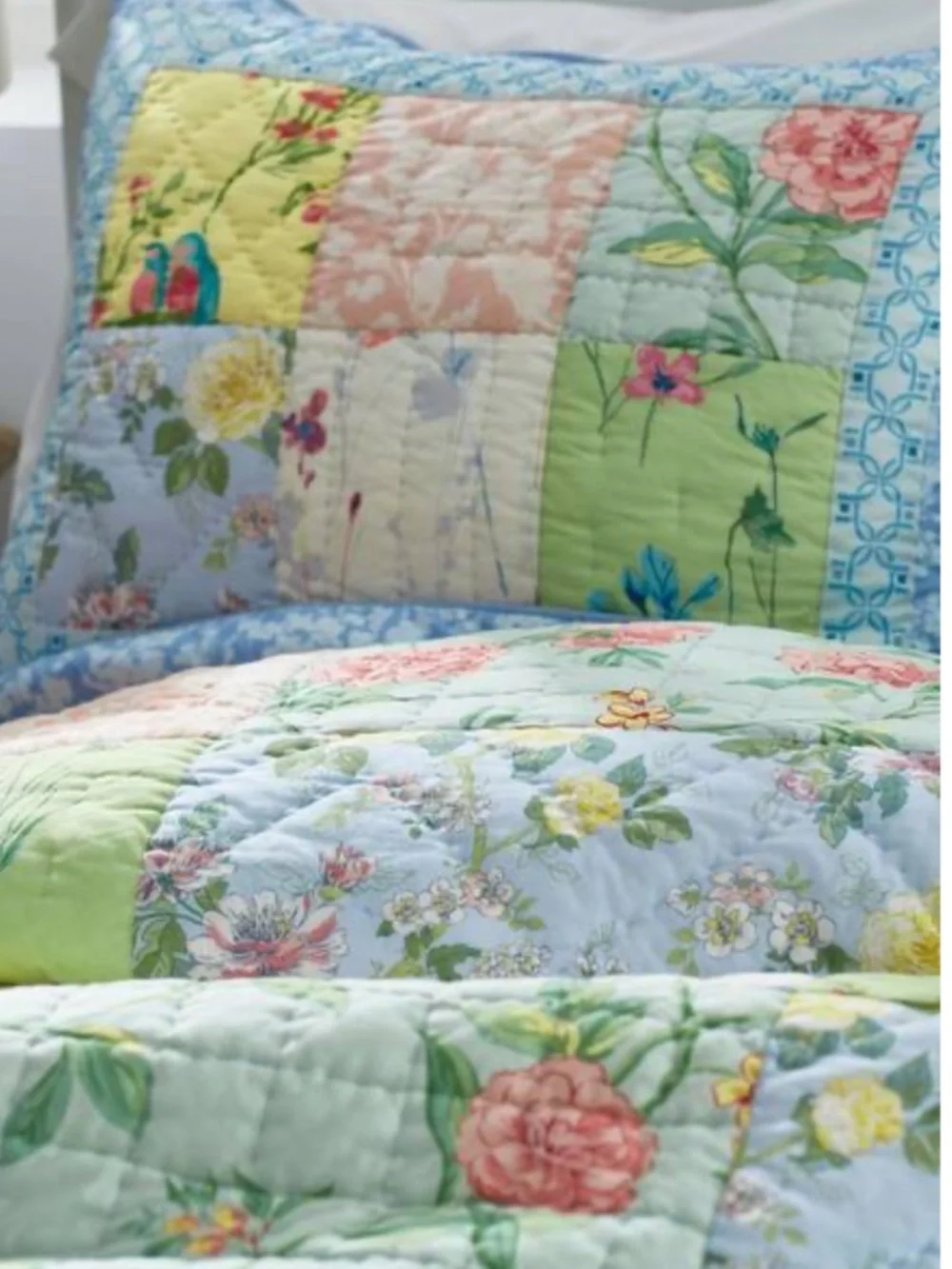 The Company Store quilted standard shams cotton mixed prints vintage florals